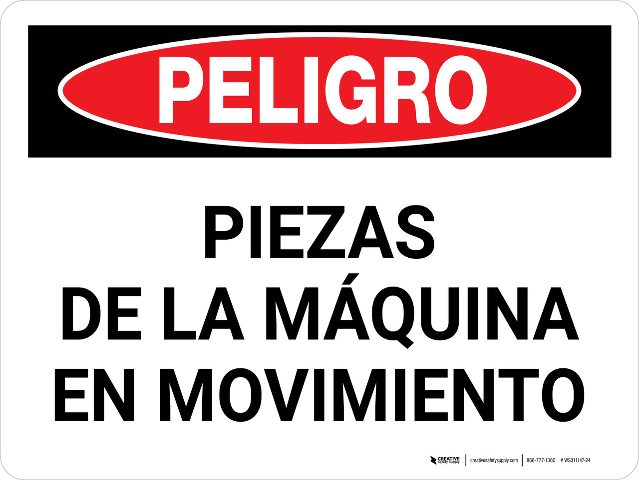 Parte En Sign Peligro - Partes de la Máquina en Movimiento - Wall Sign