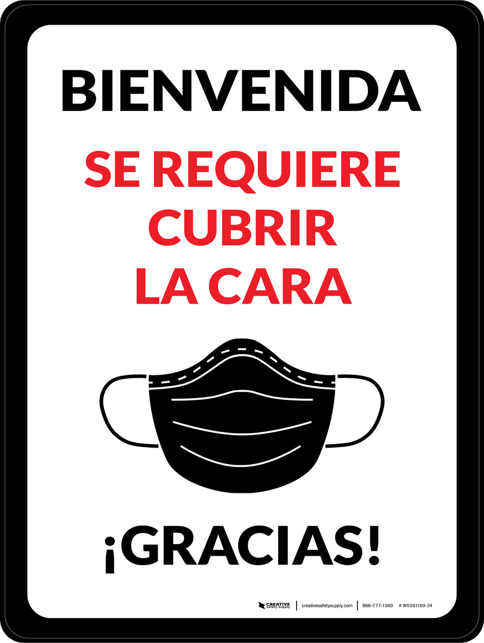 Se Requiere Cubrir la Cara de Bienvenida Gracias con Icono