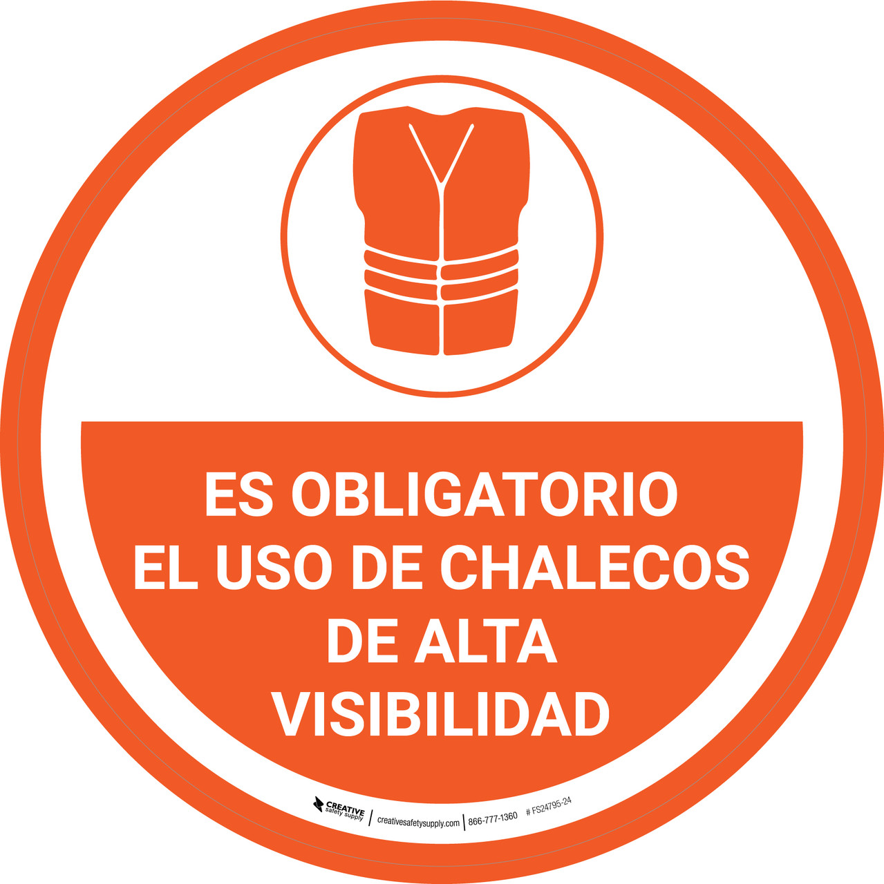 Es Obligatorio El Uso De Chalecos De Alta Visibilidad Circular Floor Sign Es Obligatorio El Uso De Chalecos De Alta Visibilidad Circular Floor Sign