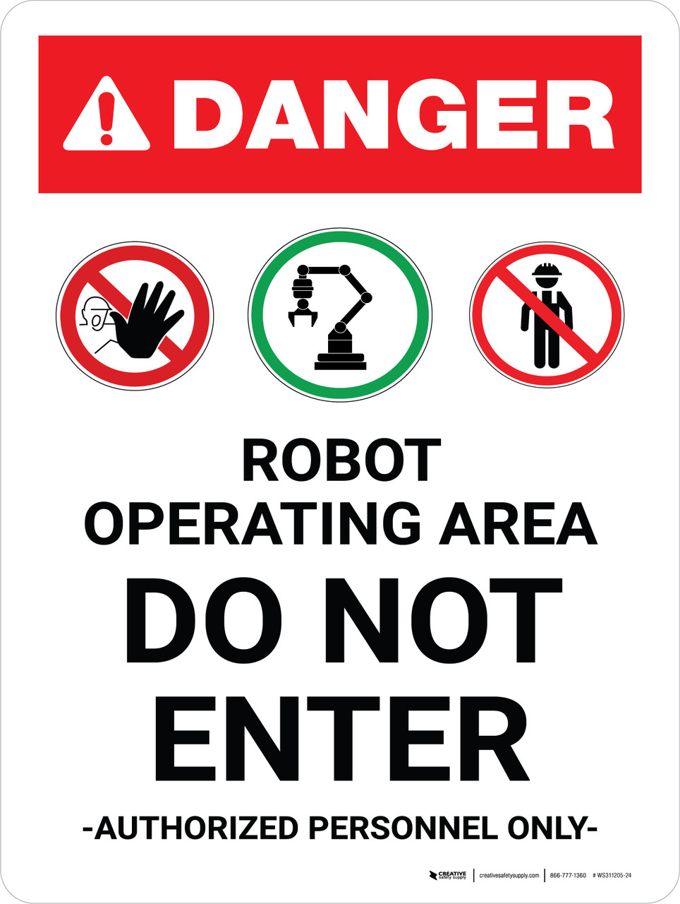 Danger: Robot Operating Area Do Not Enter - Authorized Personnel
