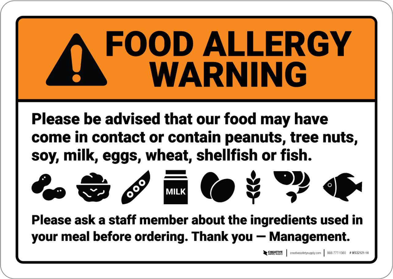 Free Printable Food Allergy Signs
