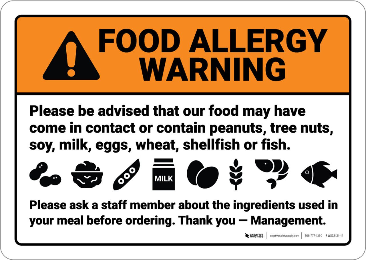 Warning　Allergy　Wall　Warning:　Advised　Contain　Food　Food　May　Be　Sign