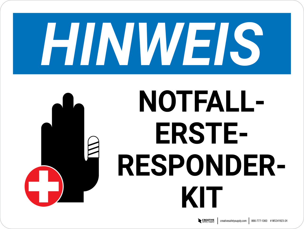 ERSTE-HILFE-KASTEN (First Aid Kit) German - Wall Sign