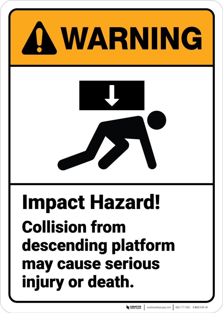 Warning Impact Hazard Collision From Platform ANSI Wall Sign