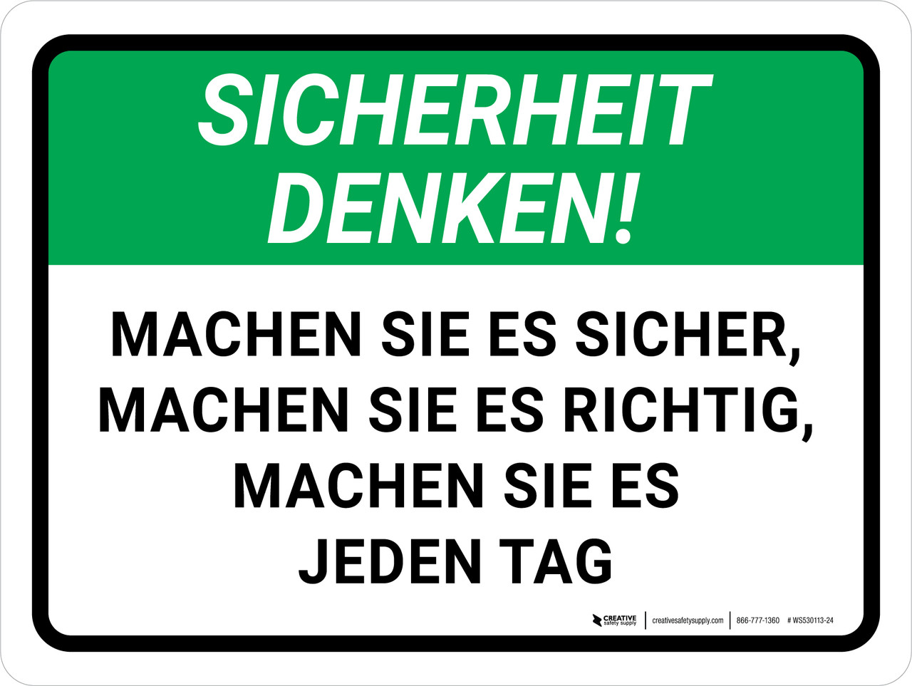Sicherheit Denken - Machen Sie es SICHER, Machen Sie es RICHTIG, Machen ...