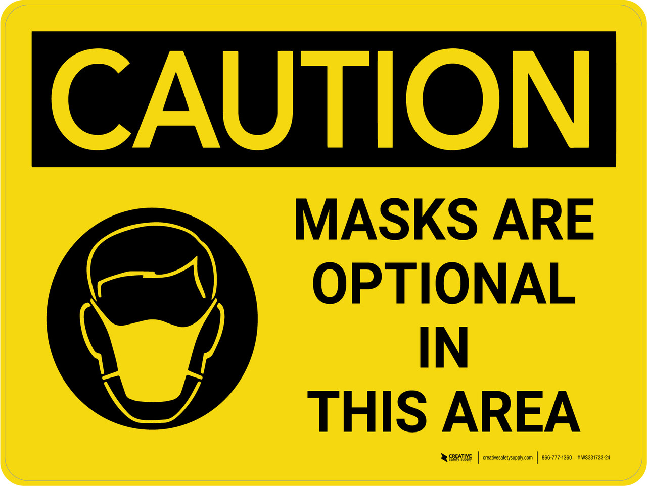Caution: Mask Are Optional In This Area Landscape - Wall Sign