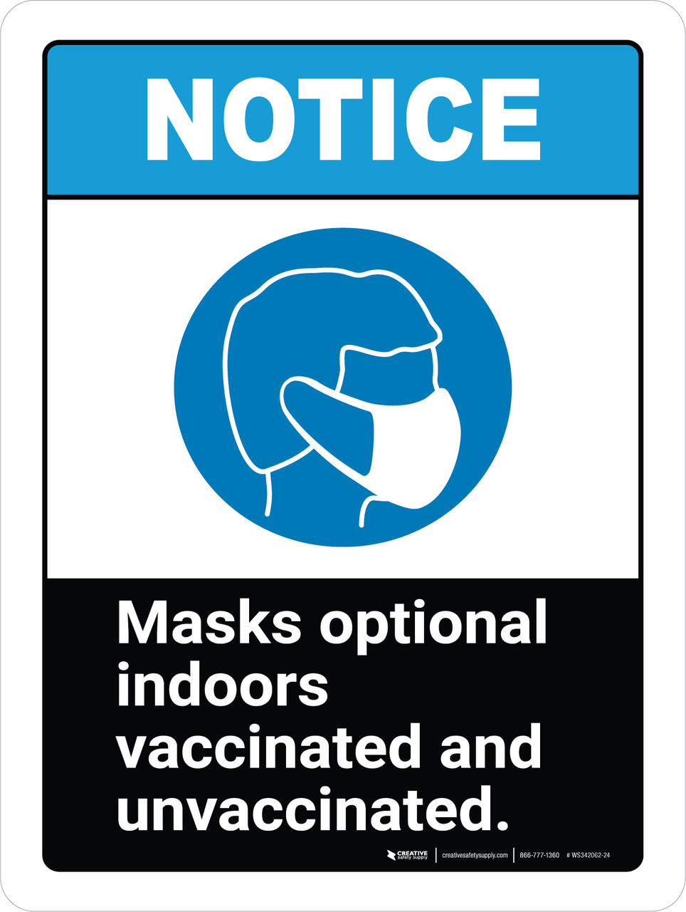 Notice Mask Optional Indoors ANSI Portrait Wall Sign