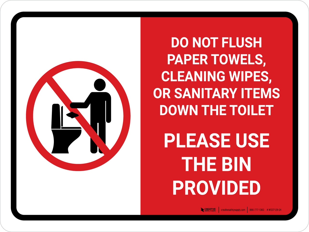 do-not-flush-paper-towels-landscape-wall-sign