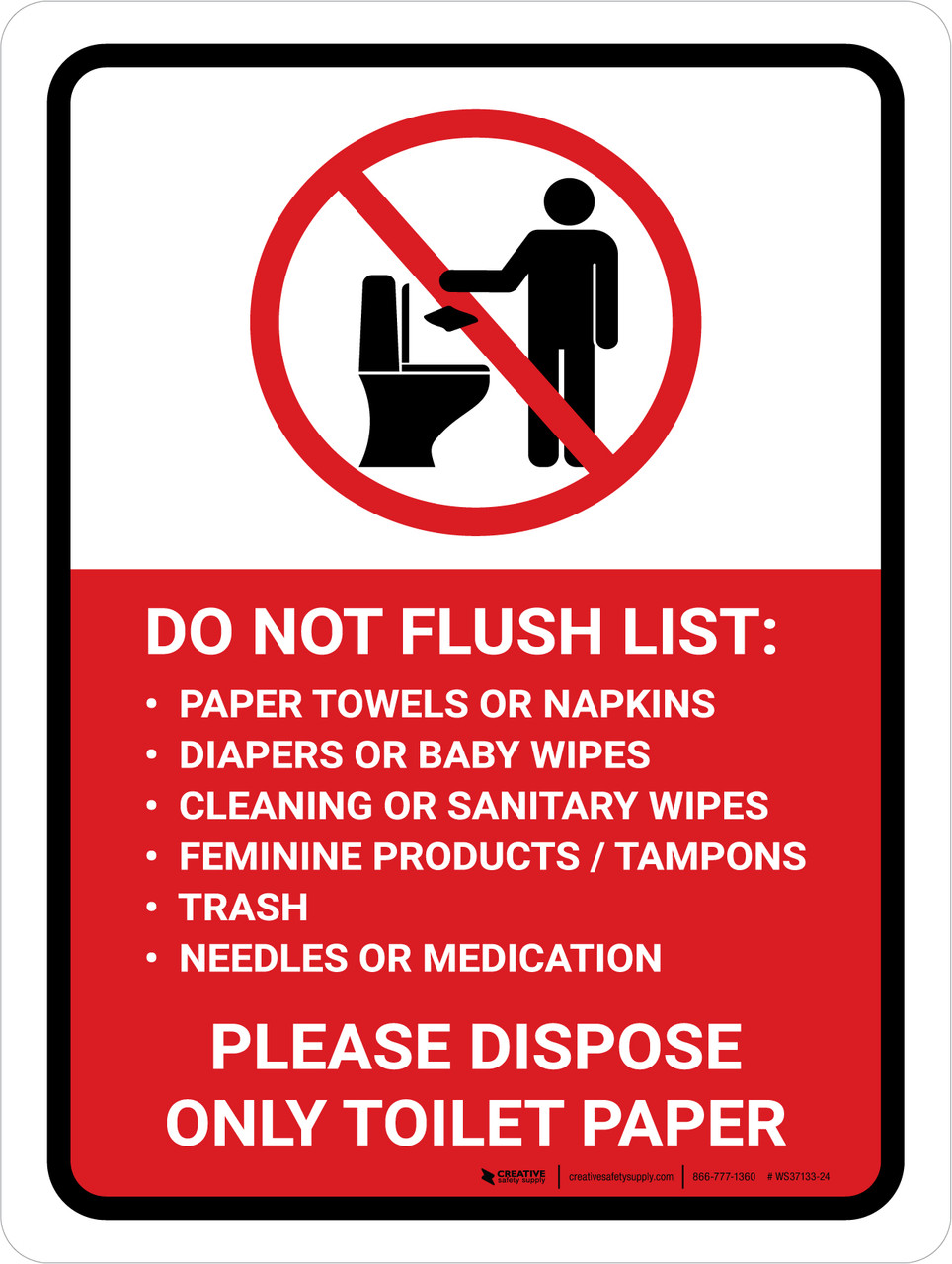 Do Not Flush List Portrait - Wall Sign