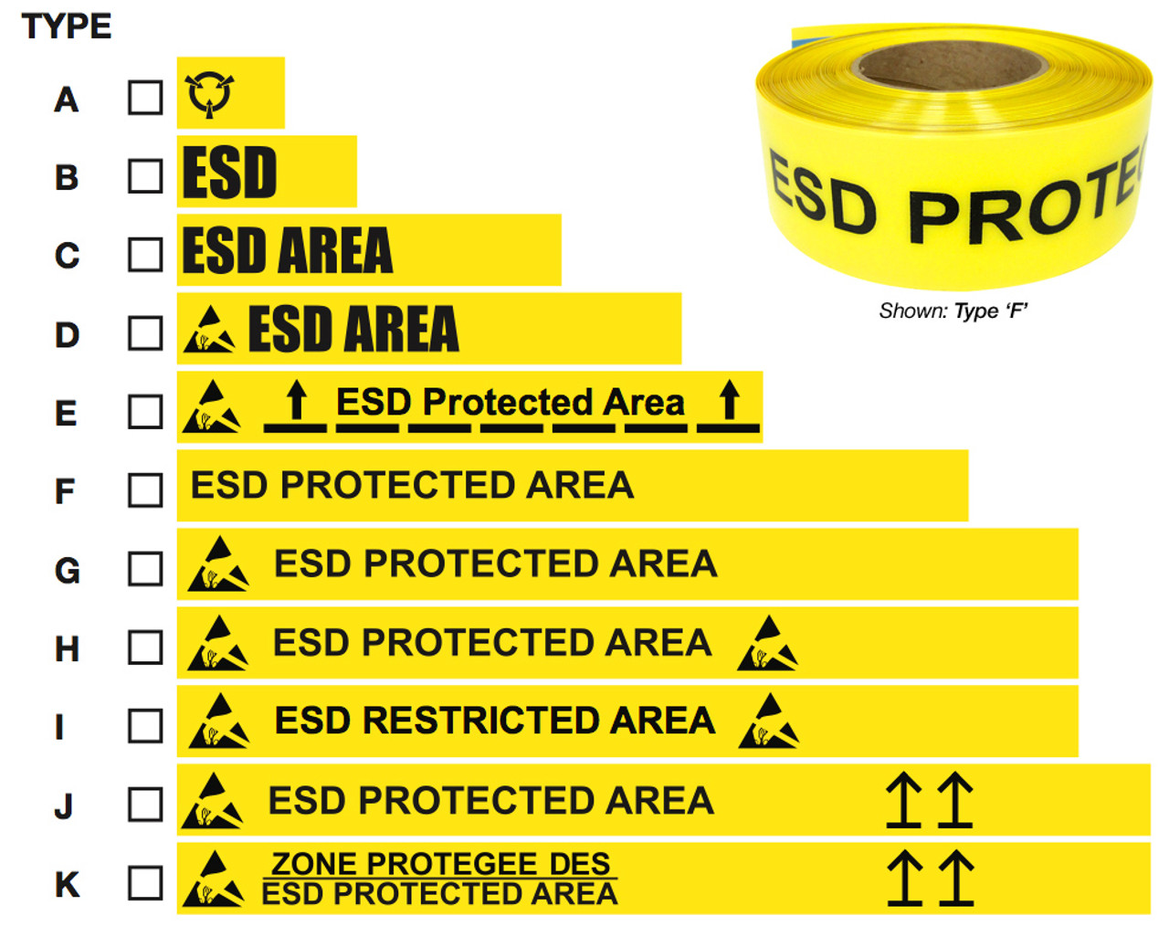 ESD Floor Marking Tape, 108ft Long, Range of colors