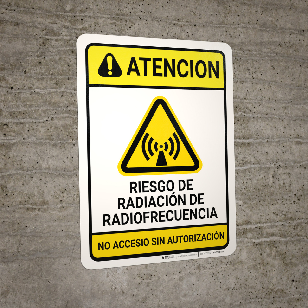 Caution RF Radiation Hazard Spanish Wall Sign