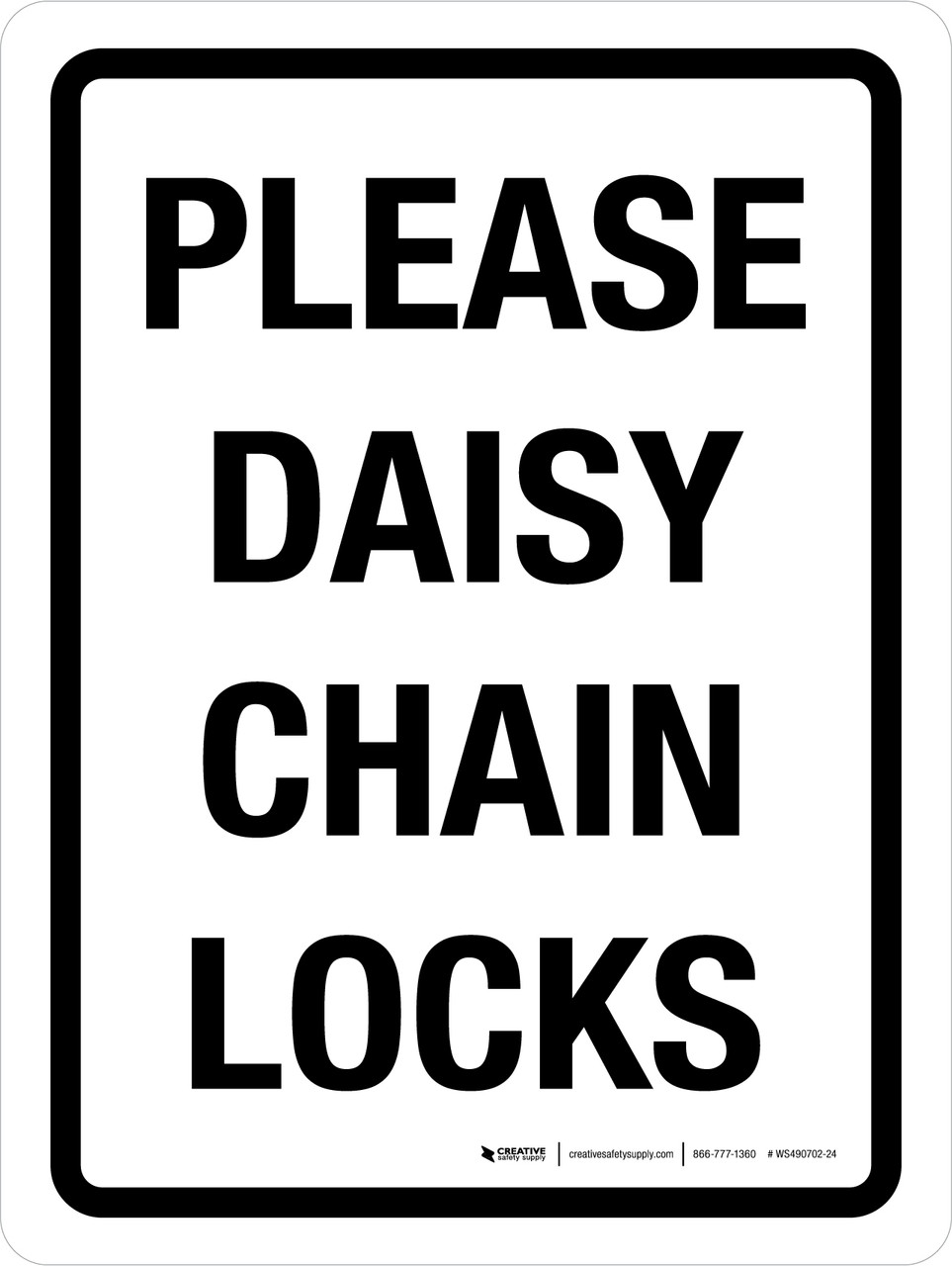 Please Daisy Chain Locks Portrait Wall Sign