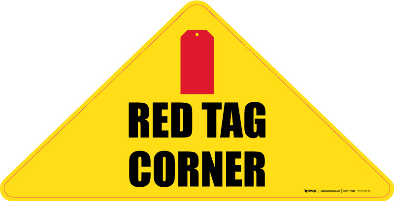 Red Tag Corner with Icon Triangle Corner Floor Sign
