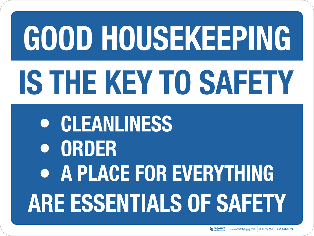 Good Housekeeping Promotes Safety Landscape with Graphic - Wall Sign