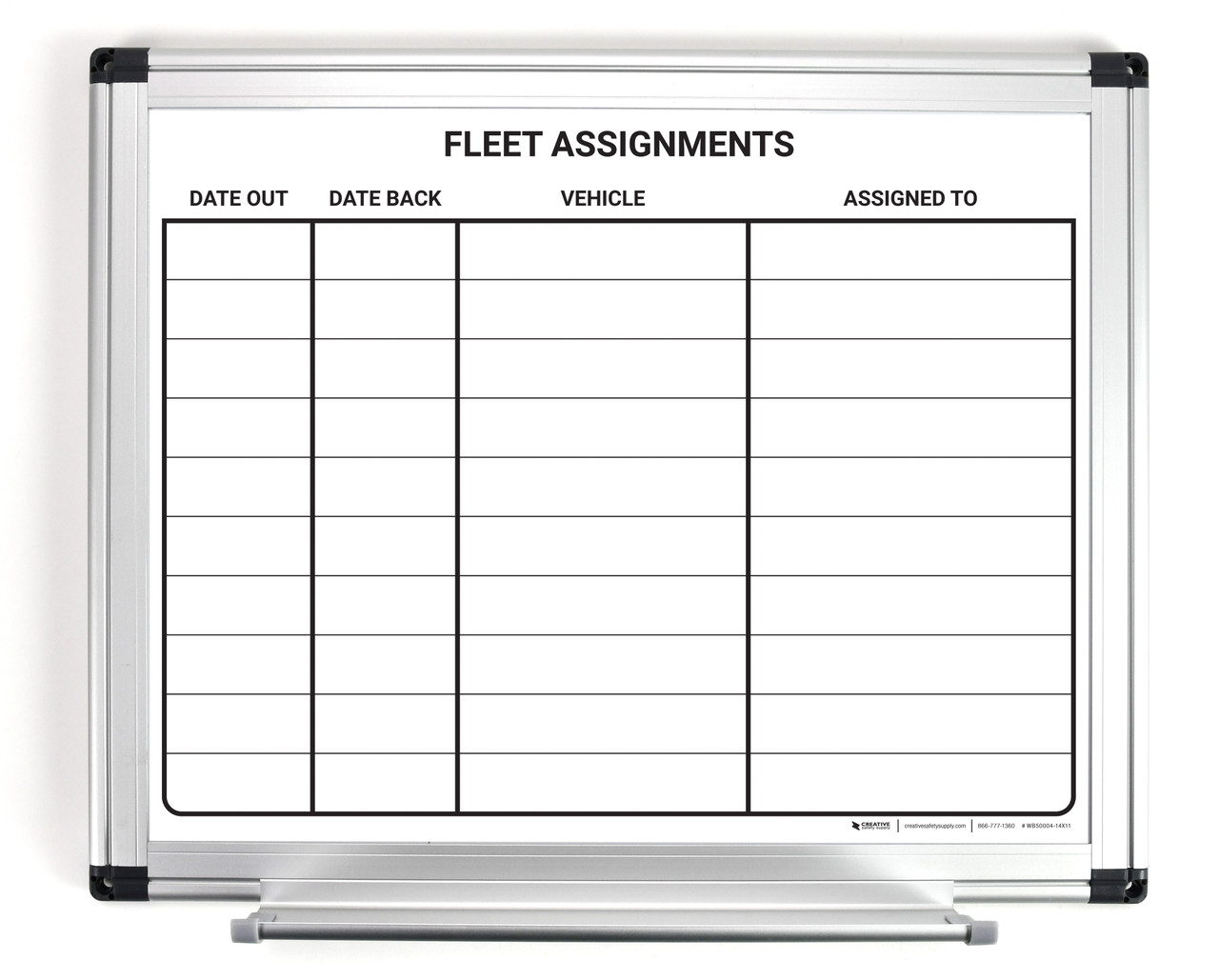 Fleet Assignments - 14x11 Dry Erase Whiteboard