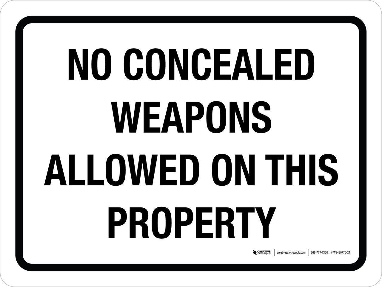 No Concealed Weapons Allowed On This Property Landscape - Wall Sign no-concealed-weapons-allowed-on-this-property-landscape-wall-sign