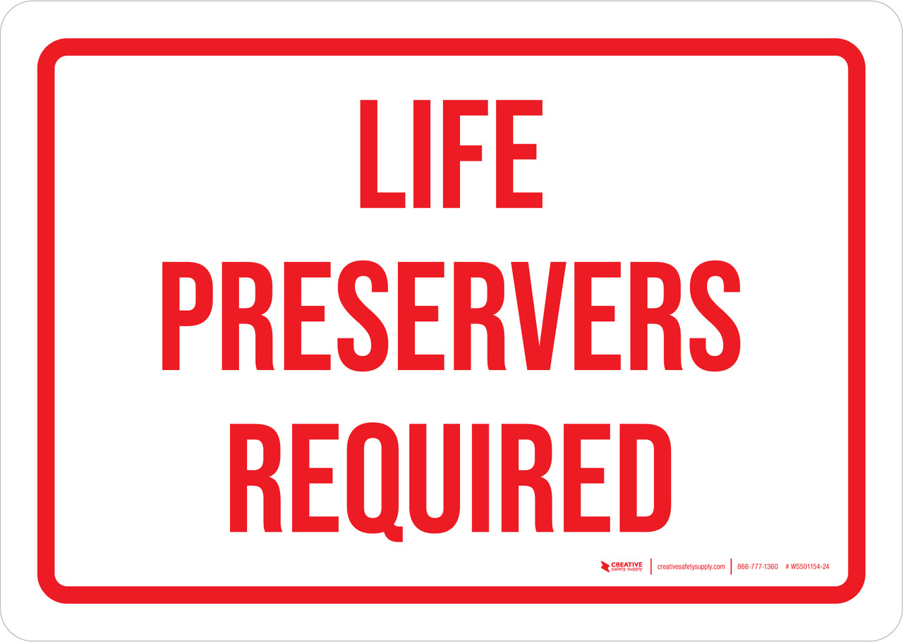 Life Preservers Required Landscape - Wall Sign