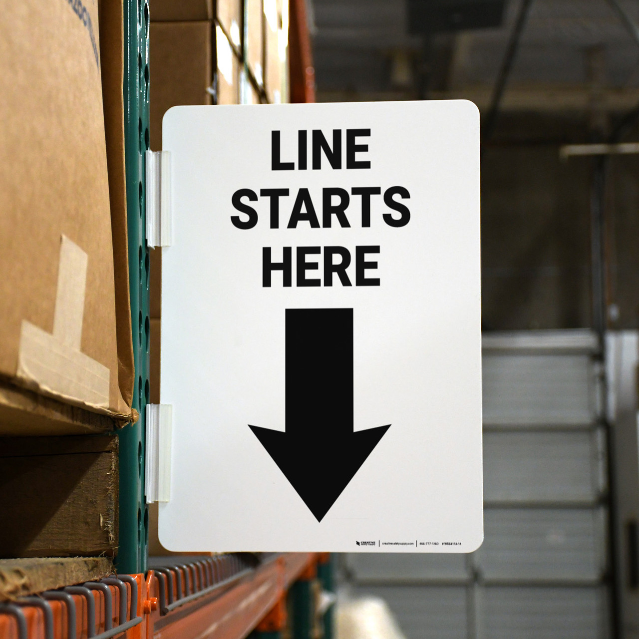Line Starts Here Arrow Down Portrait - Double-Sided Cone Signs