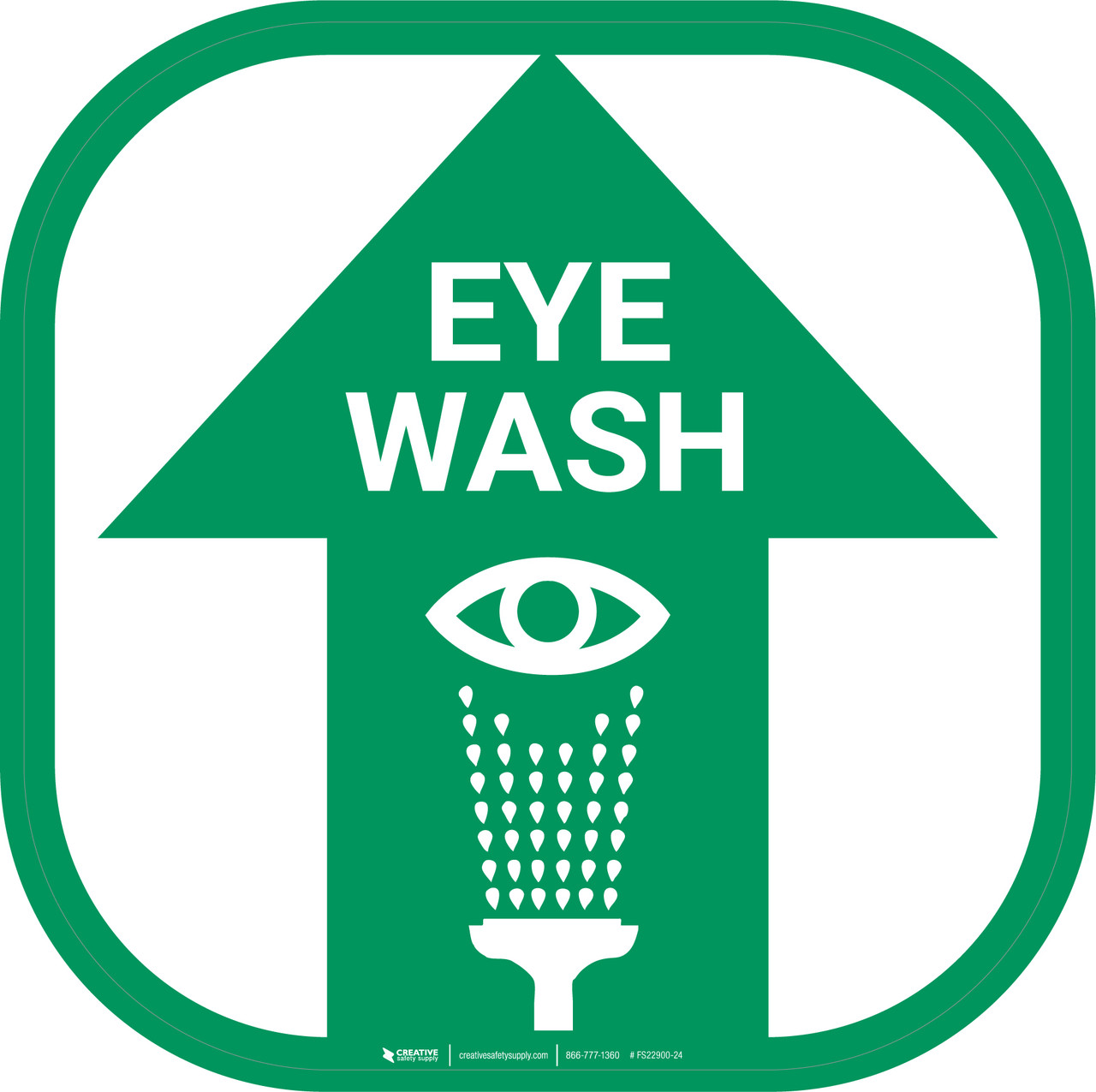 Emergency Eye Wash - Rounded Square Floor Sign eye-wash-station-sign
