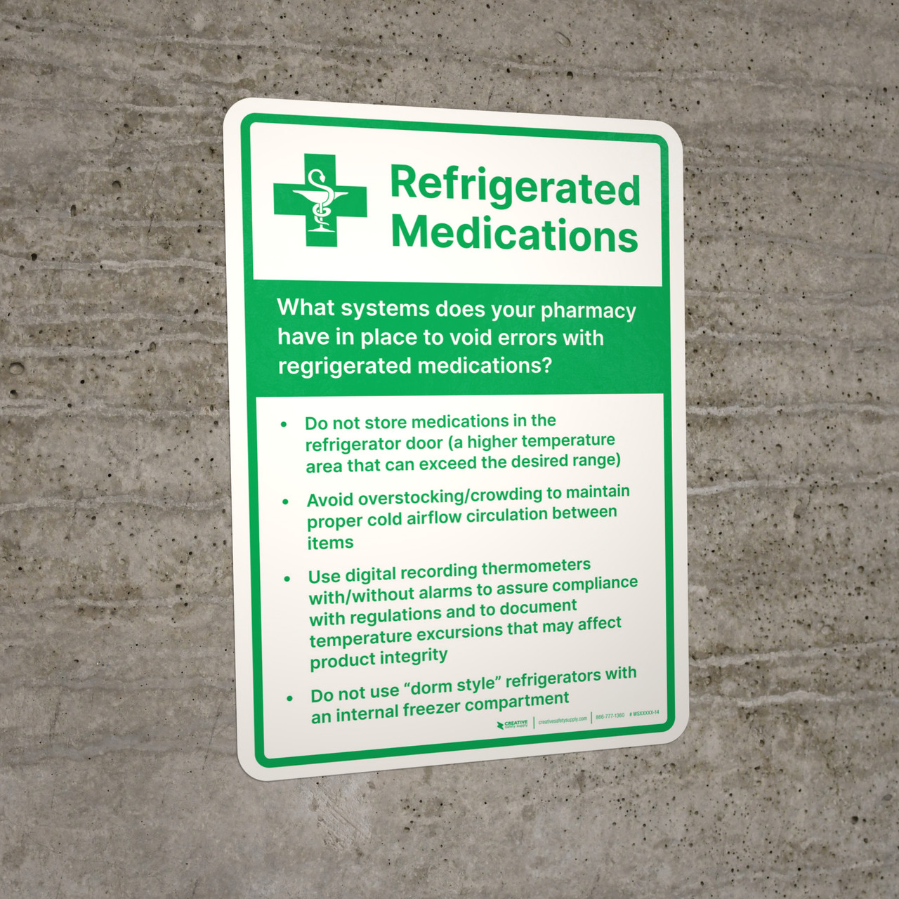 Pharmacy Tips on Refrigerated Medications Portrait Wall Sign