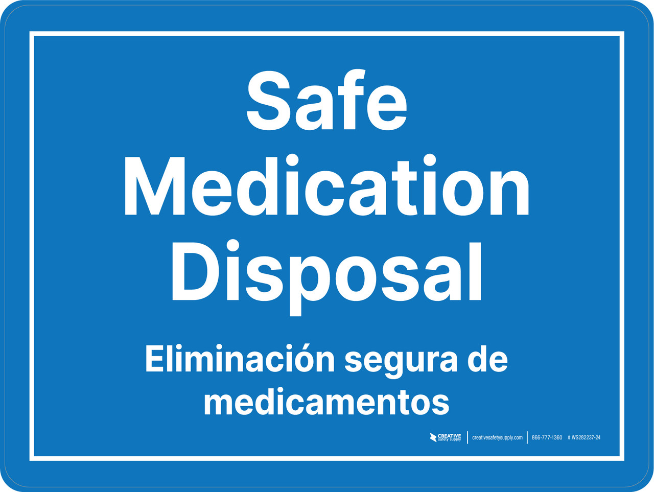 Safe Medication Disposal Bilingual Spanish Landscape Wall Sign