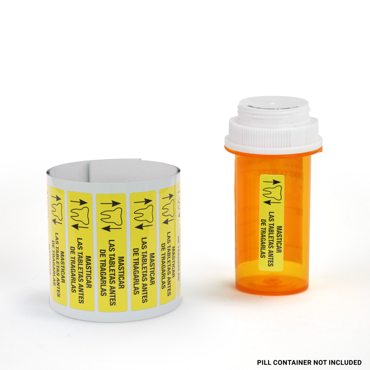 Chew Tablets Before Swallowing (Spanish) Pharmaceutical Auxiliary Label