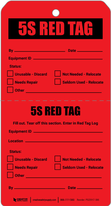 5S Red Tag - Tear-Off Tag