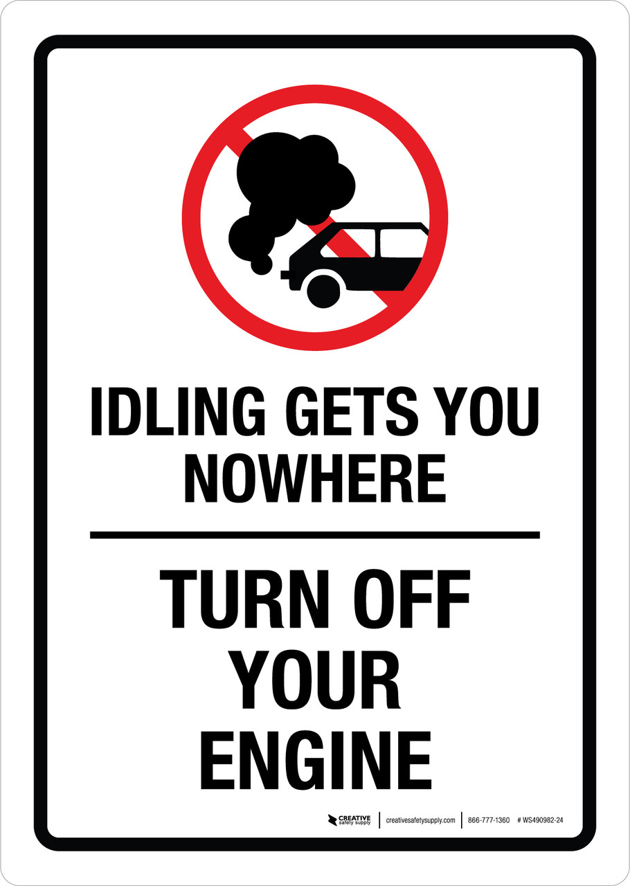 Idling Gets You Nowhere Turn Off Your Engine Portrait - Wall Sign