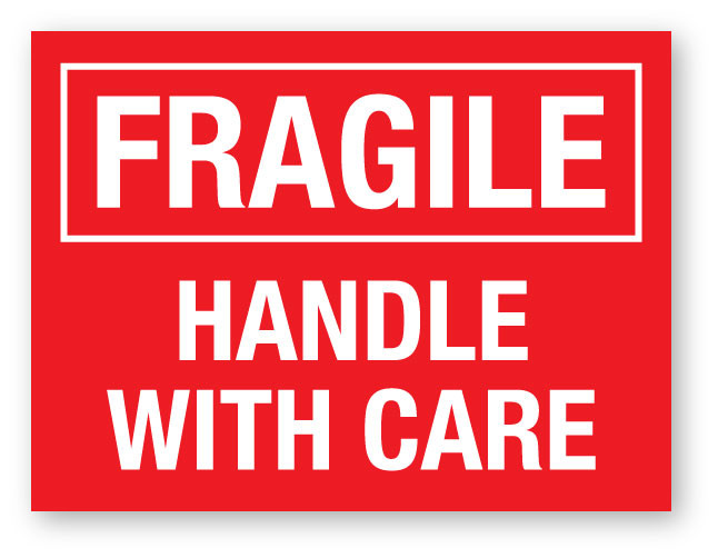 Fragile: Handle With Care Text Red - Shipping Label | Creative