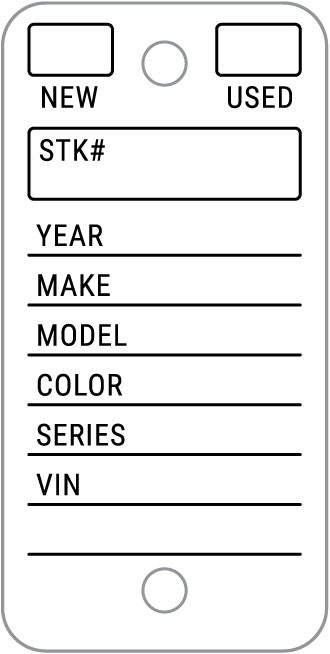 NewUsedSTK White Auto Dealership Key Tags