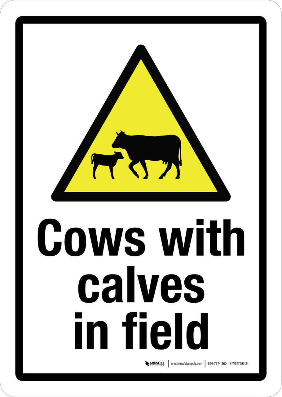 Cows With Calves In The Field Safety Sign - 1mm Flexible Plastic Sign - View #3