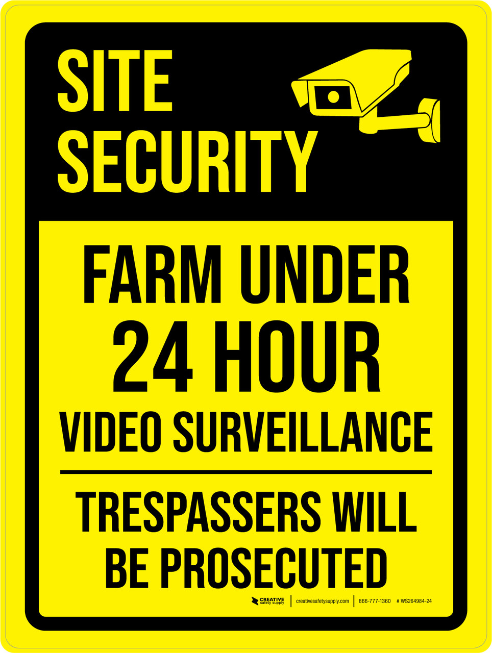 ANLEY 12 In. X 12 In. 24-Hour Video Surveillance Aluminum Warning Sign - Trespassers Will Be Prosecuted A Sign Surveillance