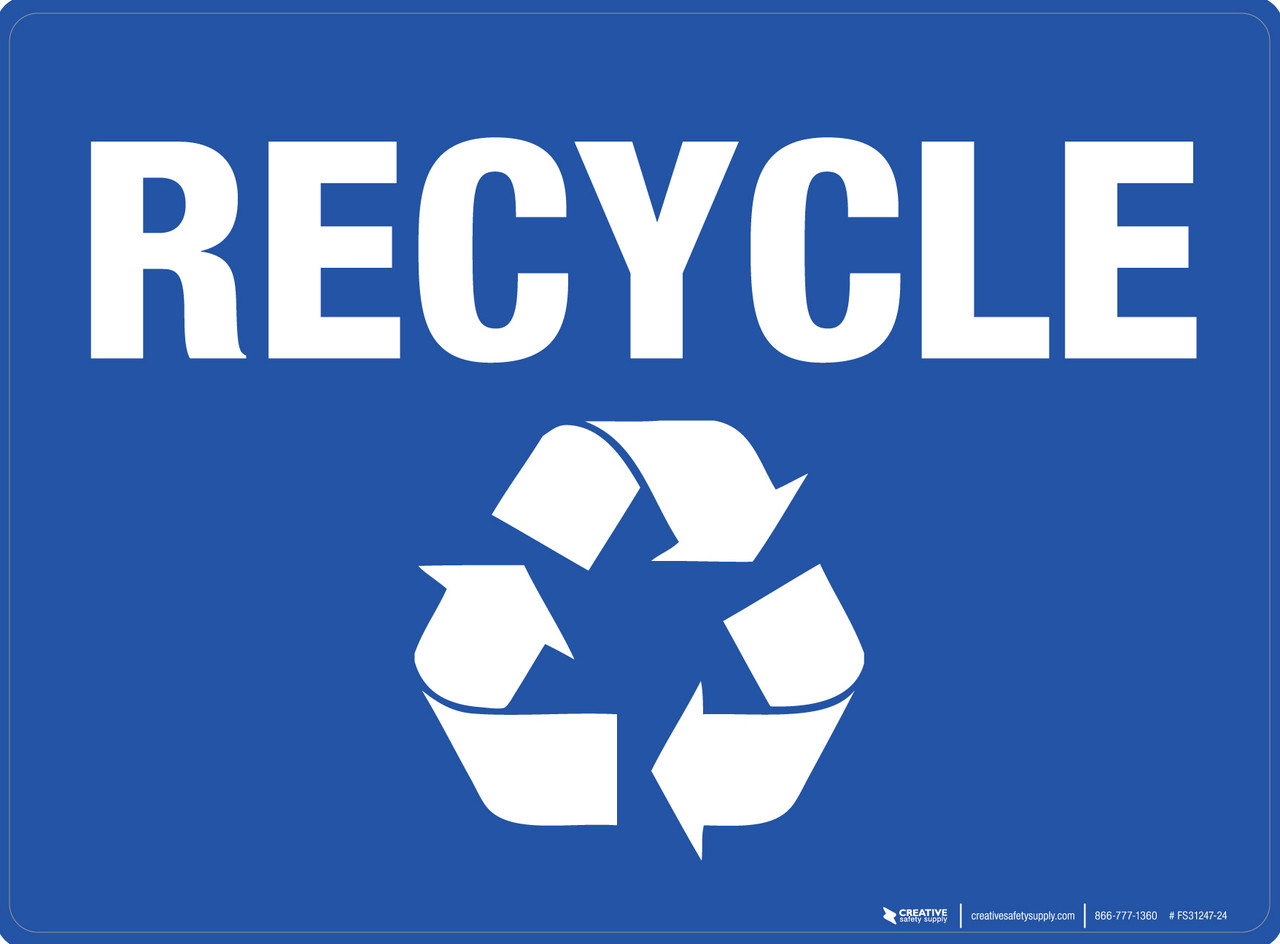 Recycle Blue with Icon Rectangular - Floor Sign recycle-blue-with-icon-rectangular-floor-sign