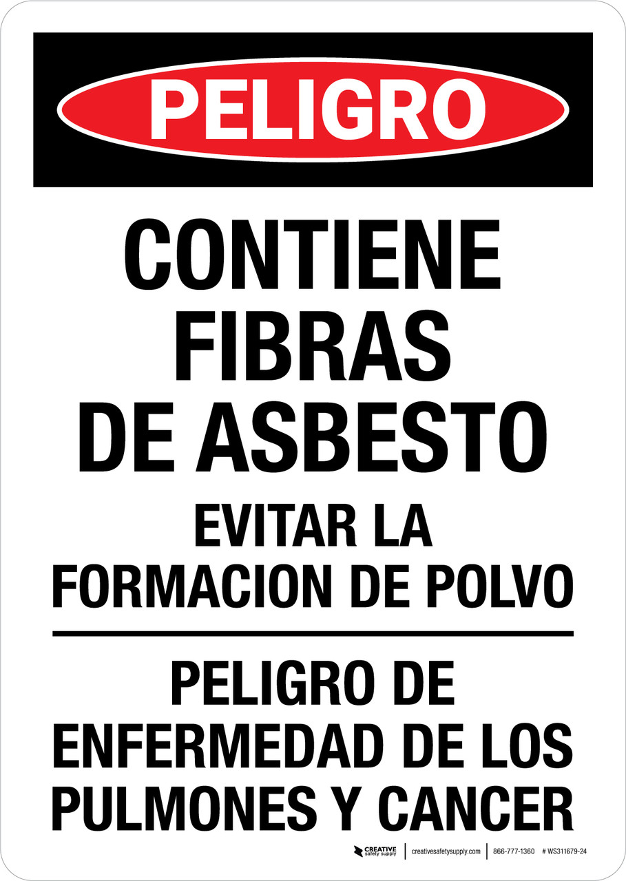 Danger Contains Asbestos Fibers Avoid Creating Dust Spanish Portrait