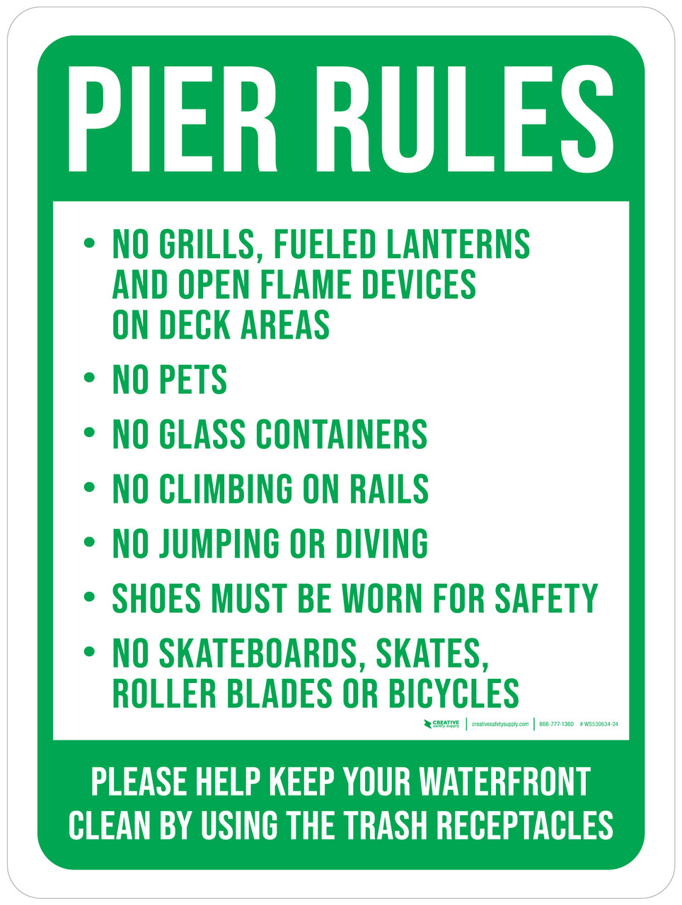 Pier Rules Portrait - Wall Sign