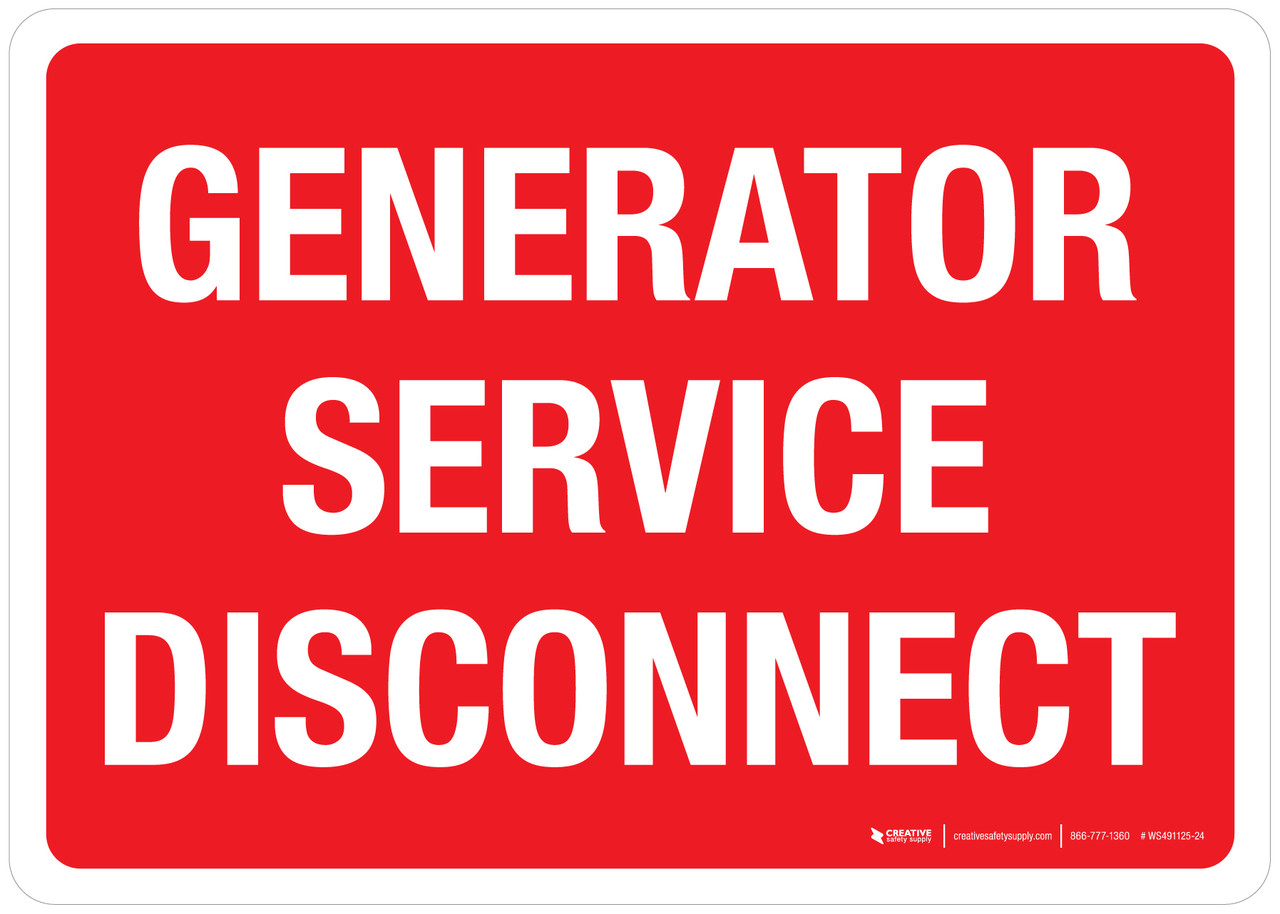 Generator Service Disconnect Red Landscape - Wall Sign | Creative ...