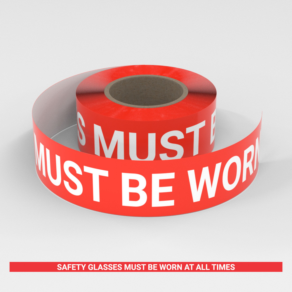 Safety Glasses Must Be Worn At All Times Smart Stripe Inline Printed Floor Tape Creative