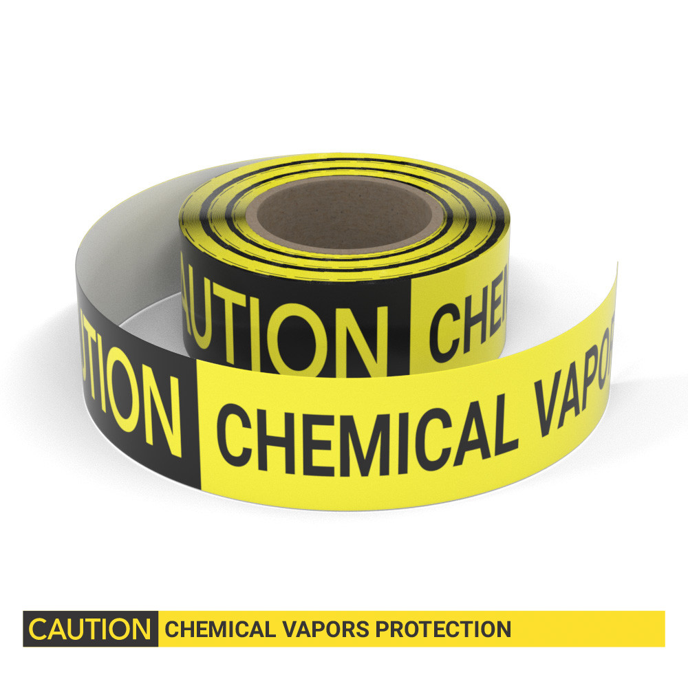 Caution: Chemical Vapors Protection - Smart Stripe Inline Printed Floor Tape | Creative Safety Supply Caution: Chemical Vapors Protection - Smart Stripe Inline Printed Floor Tape | Creative Safety Supply