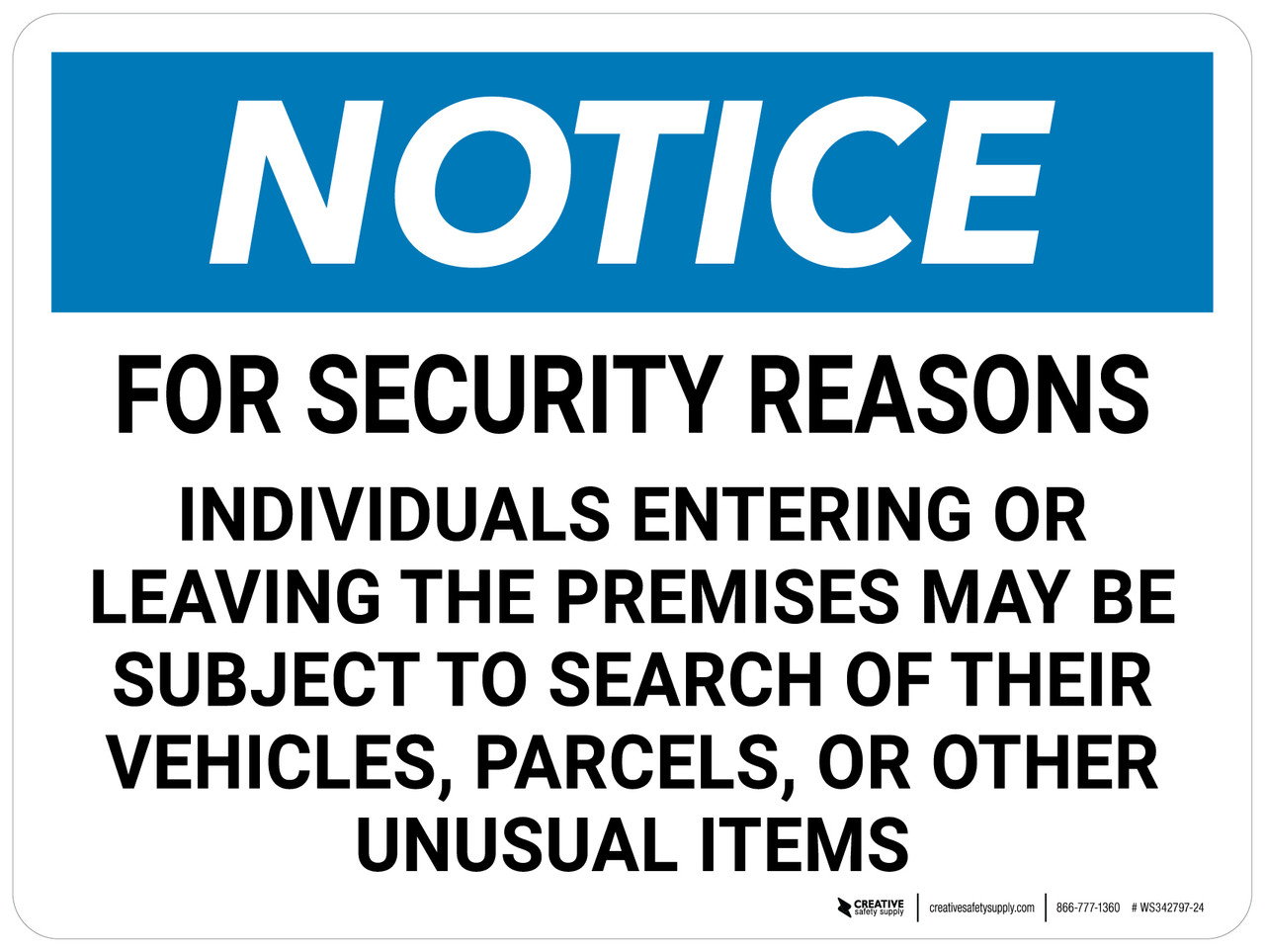 Sicherheits-Hinweisschild Aus Aluminium - 20,3 X 30,5 Cm, 'All Bags And Persons Subject To Search'