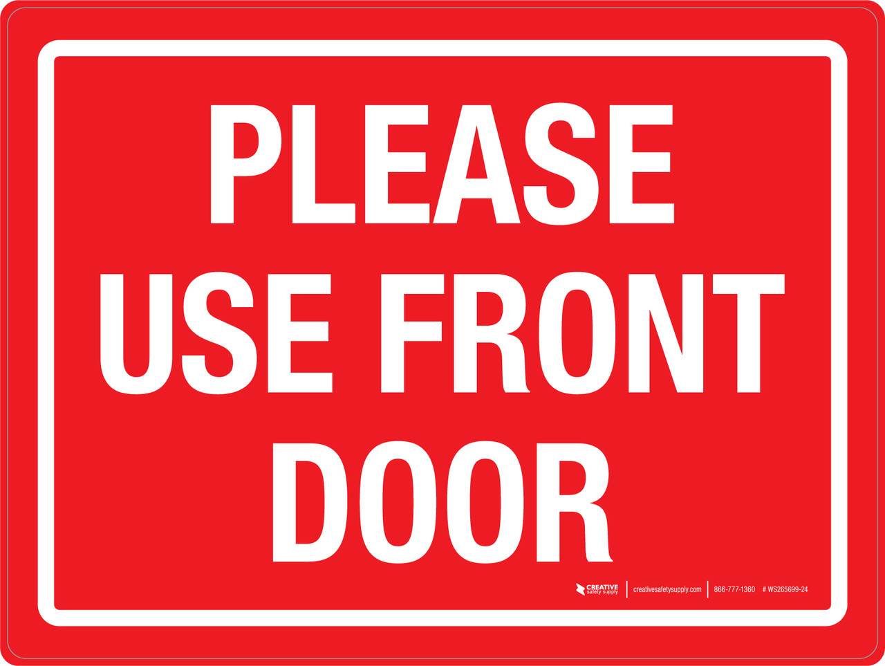 Please Use Front Door Red Landscape - Wall Sign