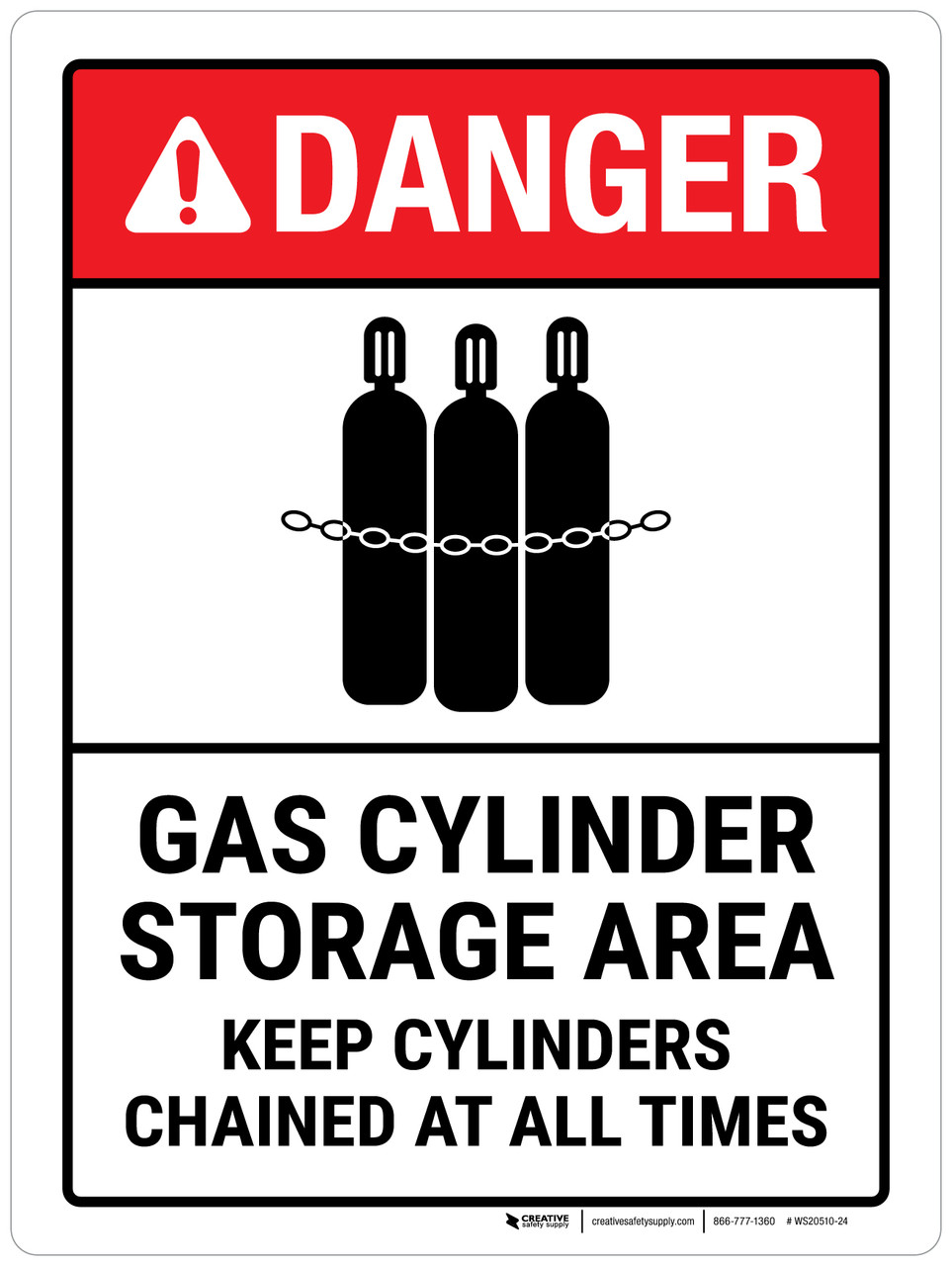 Danger: Gas Cylinder Storage Area Keep Cylinders Chained At All Times ...