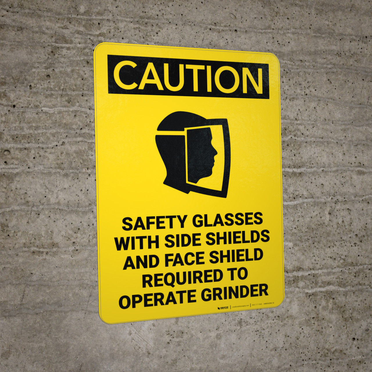 Caution Safety Glasses Side Shields Face Shield Grinder with Graphic