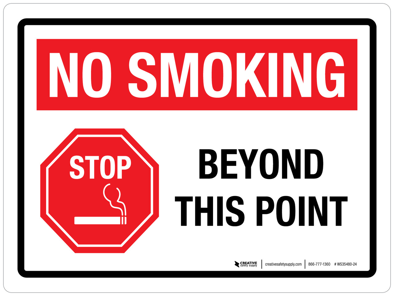 Stop - No Smoking Beyond This Point Landscape - Wall Sign