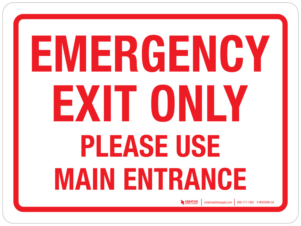 Emergency Exit Only - Please Use Main Entrance Landscape - Wall Sign emergency-exit-only-please-use-main-entrance-landscape-wall-sign
