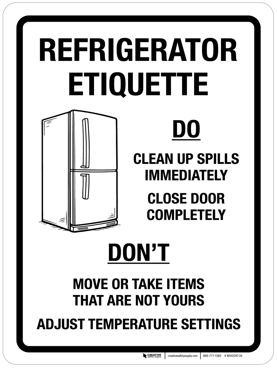 Office Refrigerator Rules Sign