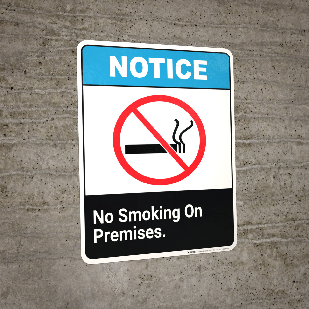 Notice No Smoking On Premises Wall Sign