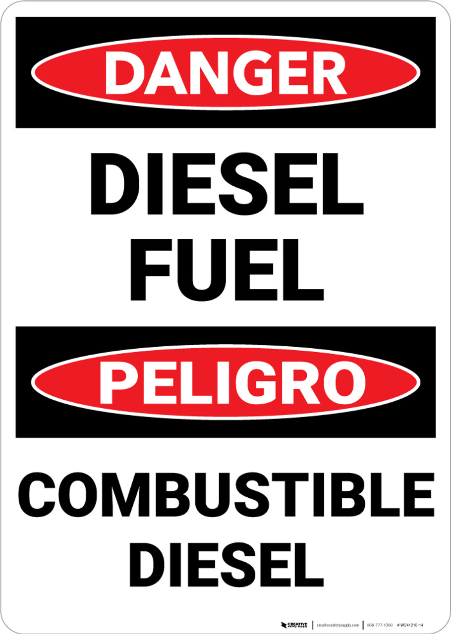 Danger Diesel Fuel Bilingual Spanish Wall Sign