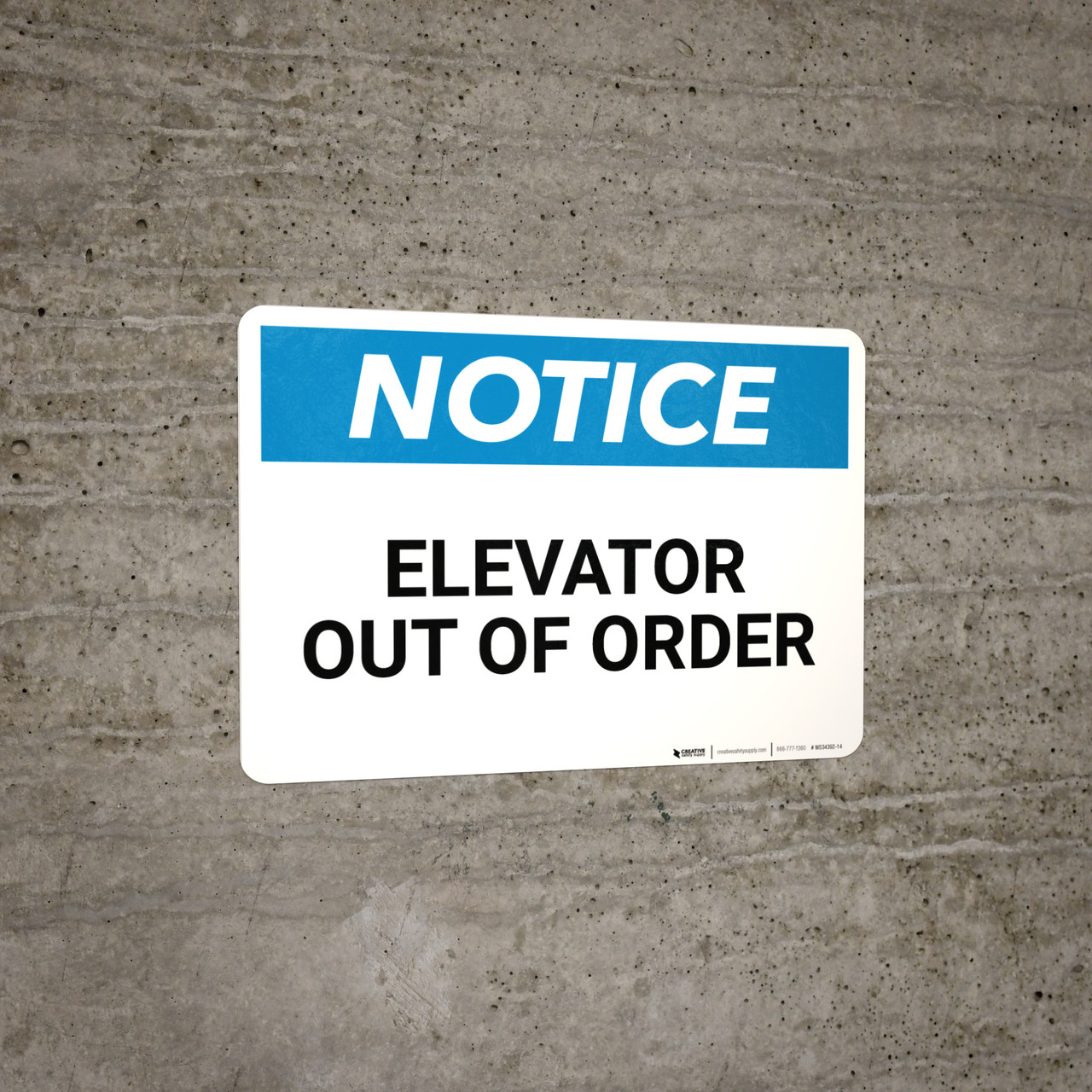 Notice: Elevator Out Of Order Landscape - Wall Sign