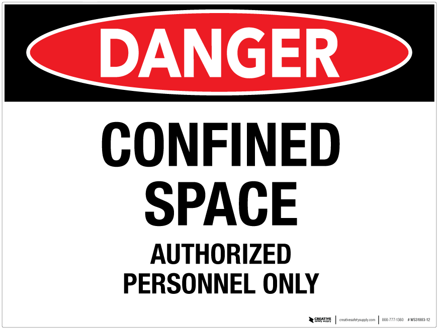 Danger Confined Space Authorized Personnel Only Wall Sign