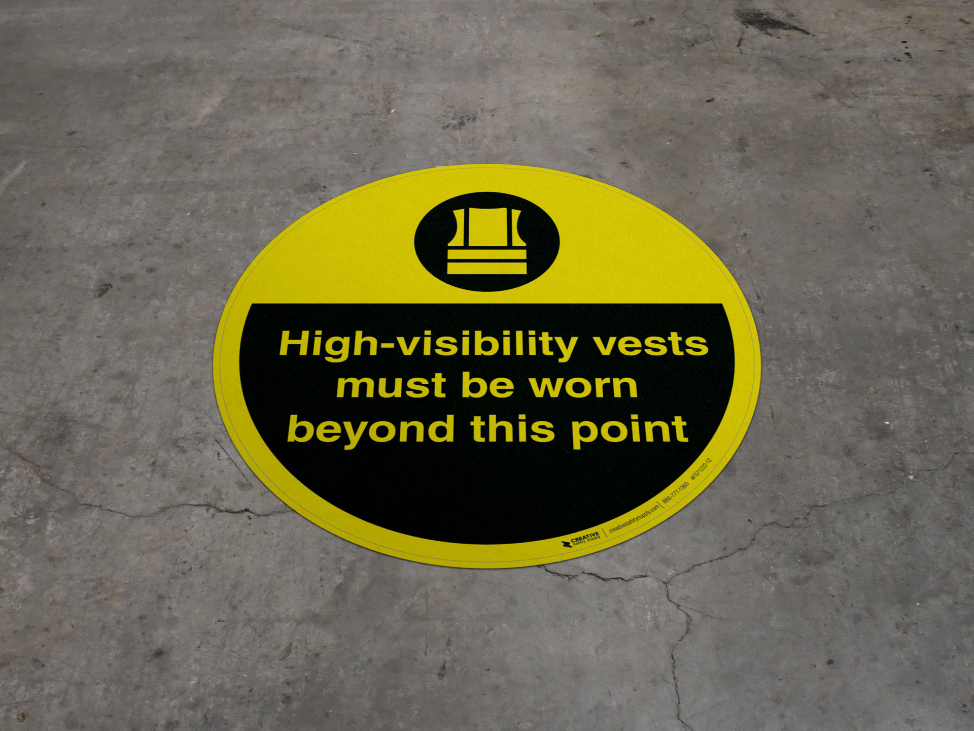 Hi-Visibity Vests Must be Worn Beyond This Point Floor Sign